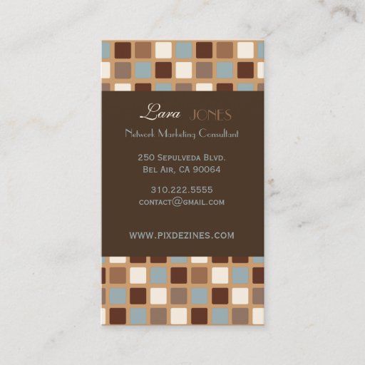 Customizable Retro Squares Business Card dark chocolate accent