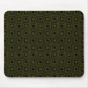 Retro Squares - Murky Green on Black Mouse Pad
