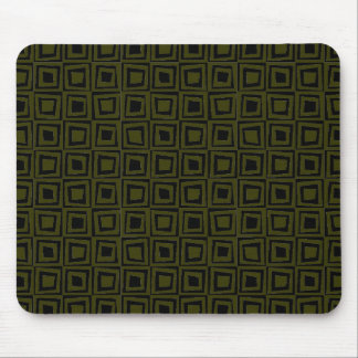 Retro Squares - Murky Green on Black Mouse Pad