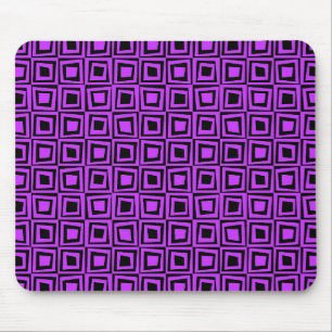 Retro Squares - Neon Purple on Black Mouse Pad