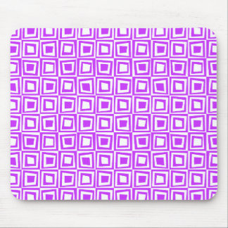Retro Squares - Neon Purple on White Mouse Pad