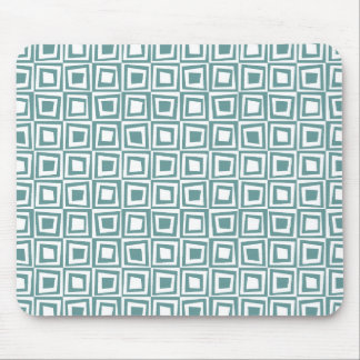 Retro Squares - Ocean Green on White Mouse Pad