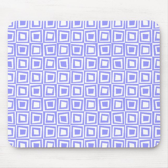 Retro Squares - Pastel Blue on White Mouse Pad (Front)