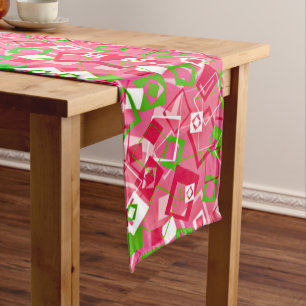 Retro Squares Pattern Long Table Runner