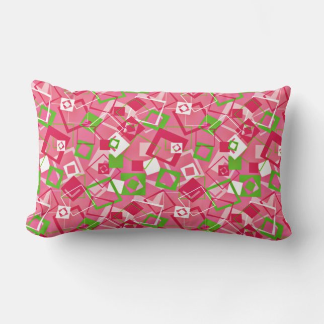 Retro Squares Pattern Lumbar Pillow (Front)