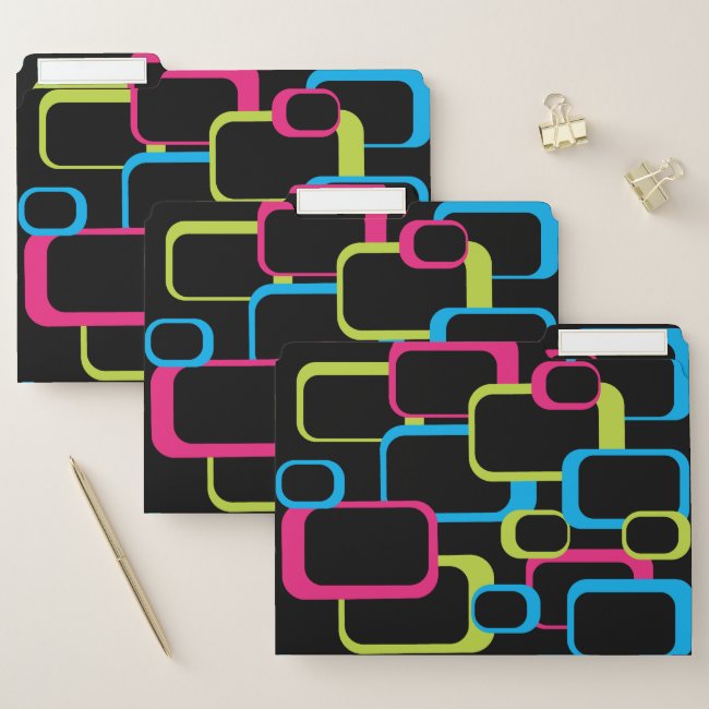 Retro Squares Pattern Neon Pink Green Blue Black