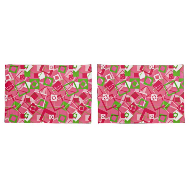 Retro Squares Pattern Pillow Case (Back-Set)