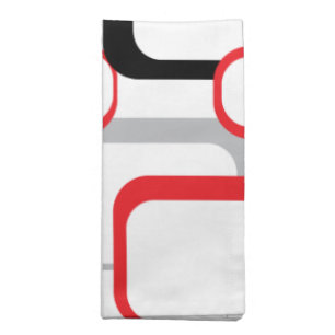 Retro Squares Pattern Red Black Gray White Cloth Napkin