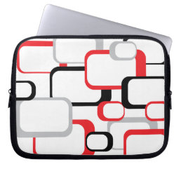 Retro Squares Pattern Red Black Gray White Laptop Sleeve