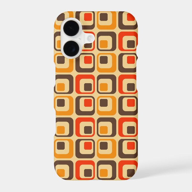 Retro Squares Pattern - Red, Brown & Orange Iphone Case (Back)