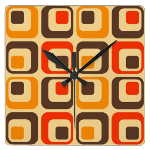 Red Orange Wall Clocks Zazzle