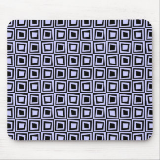 Retro Squares - Powder Blue on Black Mouse Pad