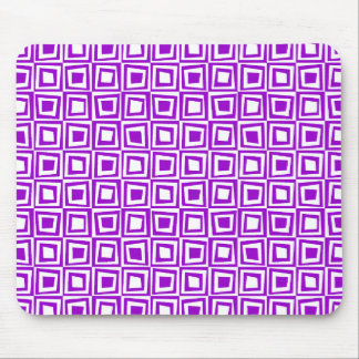 Retro Squares - Purple on White Mouse Pad