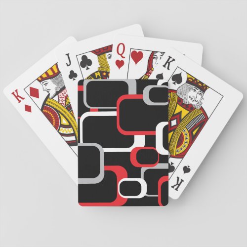  Retro Squares Red Gray White Black Background Poker Cards