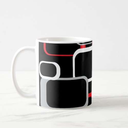 Retro Squares Red White Gray Black Background Coffee Mug