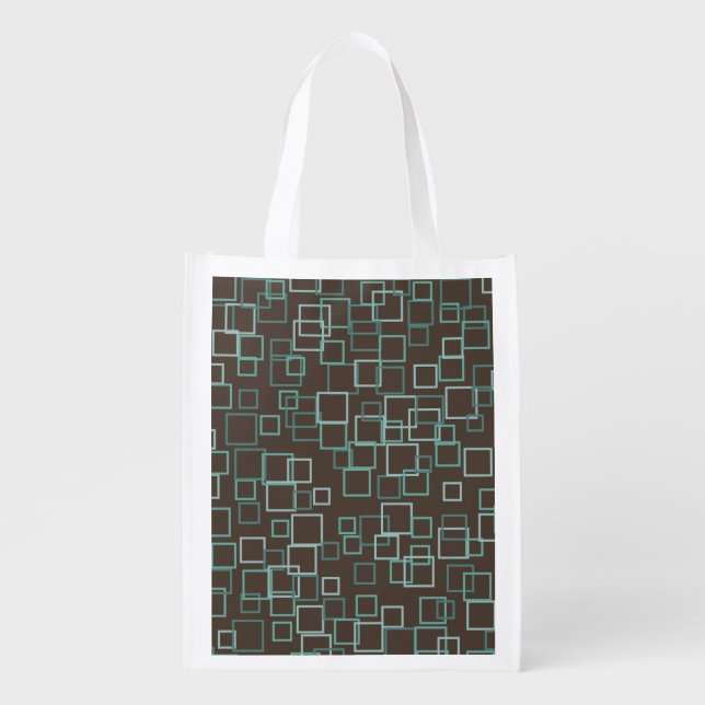 Retro Squares Reusable Grocery Bag (Front)