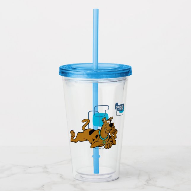 Retro Squares Scooby-Doo Lying Down Acrylic Tumbler (Front)