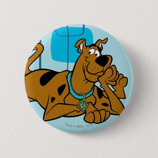 Retro Squares Scooby-Doo Lying Down Button (Front)