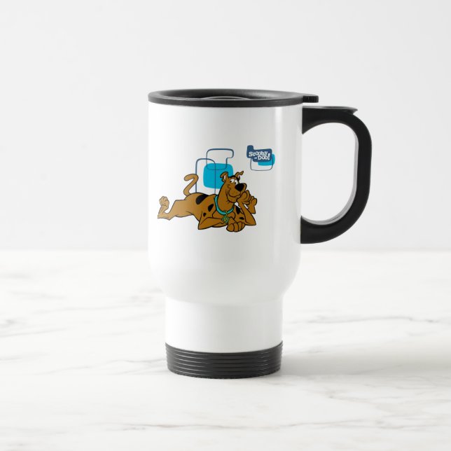 Retro Squares Scooby-Doo Lying Down Travel Mug (Right)