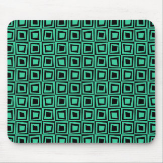 Retro Squares - Sea Green on Black Mouse Pad