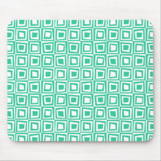 Retro Squares - Sea Green on White Mouse Pad