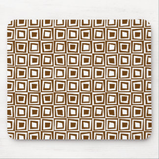 Retro Squares - Walnut on White Mouse Pad