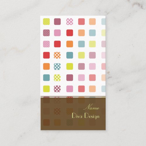 Retro squares with Polka dots BusinessCard Business Card