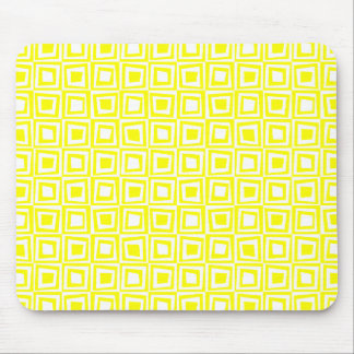 Retro Squares - Yellow on White Mouse Pad