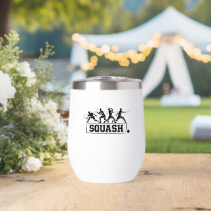 Retro Squash Player Action Sequence Silhouette Art Thermal Wine Tumbler
