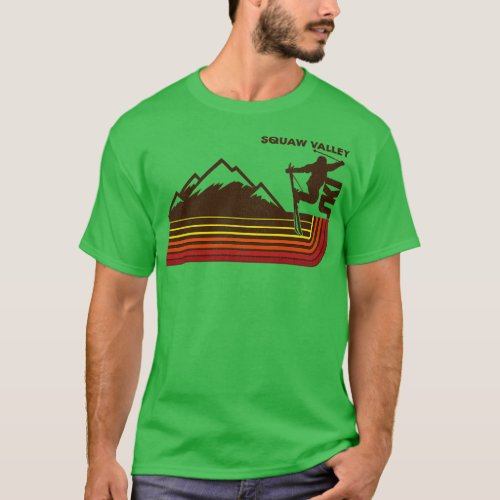 Retro Squaw Valley 70s80s Style Skiing Stripe T_Shirt