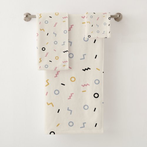 Retro Squiggle Pattern Bath Towel Set