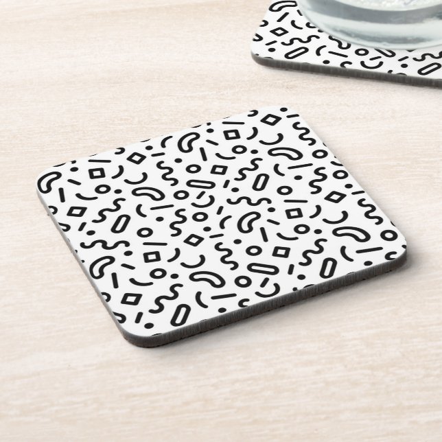 Retro Squiggle Pattern Beverage Coaster (Left Side)