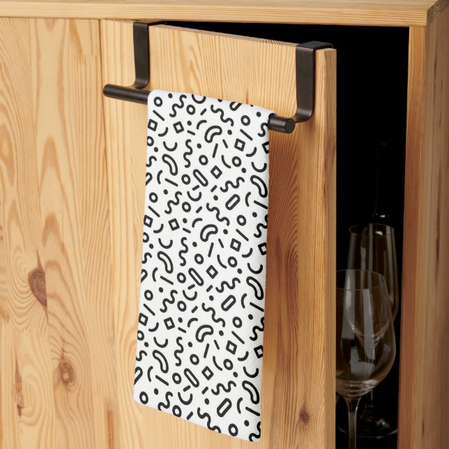 Retro Squiggle Pattern Kitchen Towel (Thirds Fold)