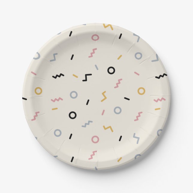 Retro Squiggle Pattern Paper Plates (Front)