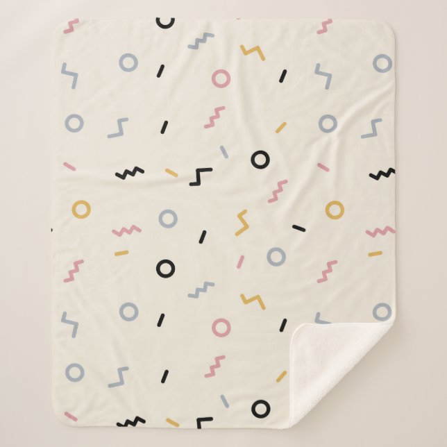 Retro Squiggle Pattern Sherpa Blanket (Front)