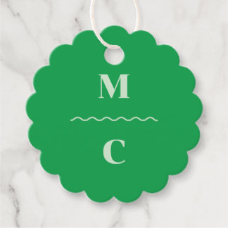 Retro Squiggle Wedding Monogram Favor Tags