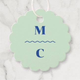 Retro Squiggle Wedding Monogram Favor Tags