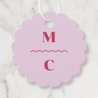 Retro Squiggle Wedding Monogram Favor Tags