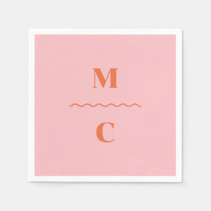 Retro Squiggle Wedding Monogram Napkins