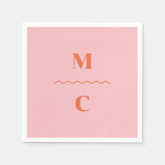 Retro Squiggle Wedding Monogram Napkins