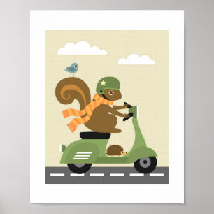 Retro Squirrel Poster Print