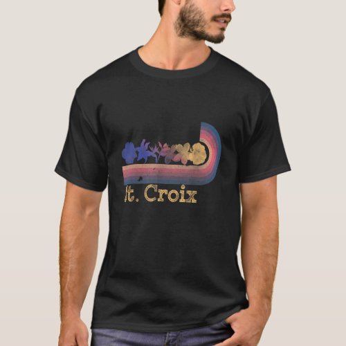 Retro St Croix Tropical Flowers 80s Style Surfing T_Shirt