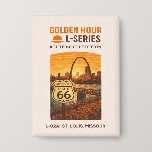 Retro St Louis Missouri Route 66 Landmark Art Button