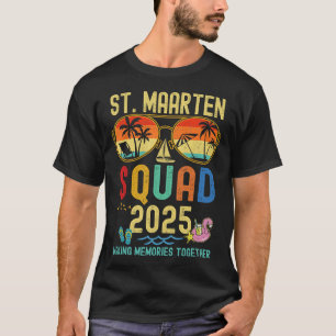 Retro St. Maarten Cruise Vacation 2025 Family Frie T-Shirt