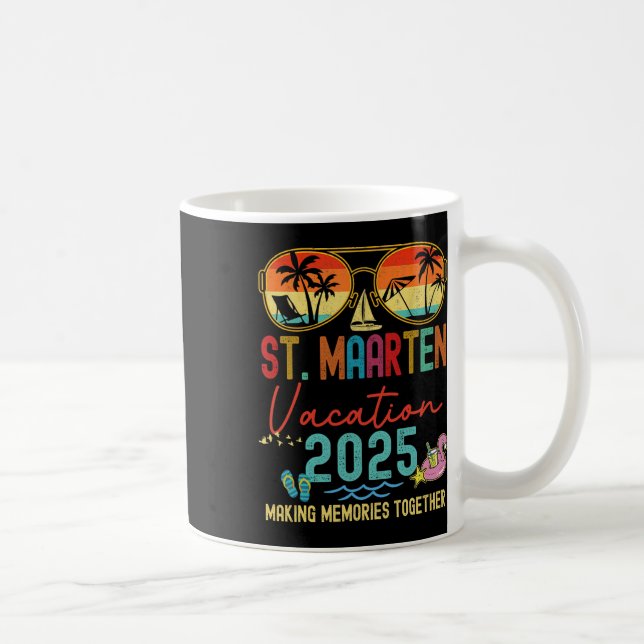 Retro St. Maarten Vacation 2025 Memories Matching  Coffee Mug (Right)