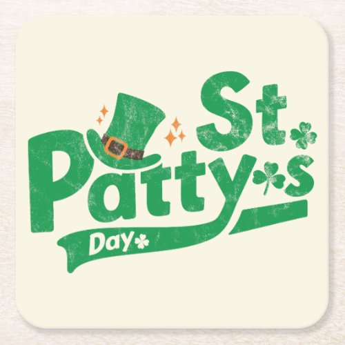 Retro St Paddys Day Funny St Patricks Day  Square Paper Coaster