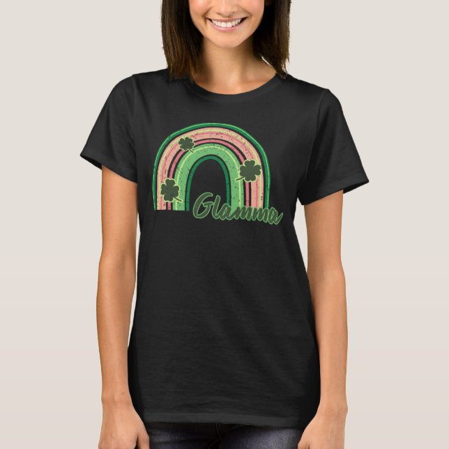 Retro St Patrick s day Glamma  Rainbow Shamrock Pa T-Shirt (Front)