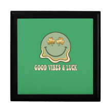 Retro St. Patrick's Day Good Vibes & Luck Smiley