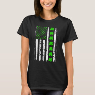 Retro St Patrick's Day Green Irish American Flag T-Shirt