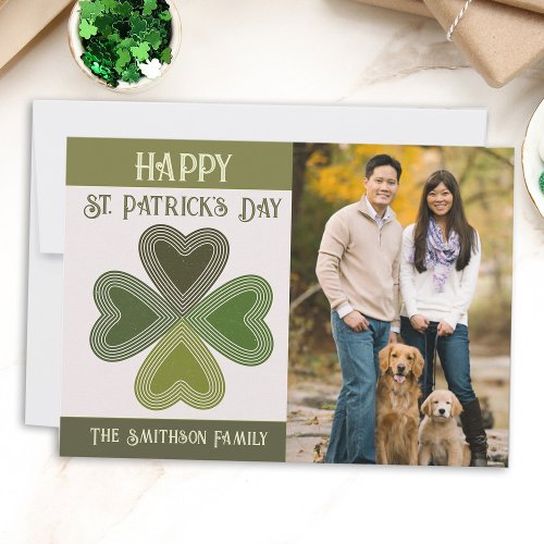Retro St Patricks Day Shamrock Irish Celtic Photo Holiday Card